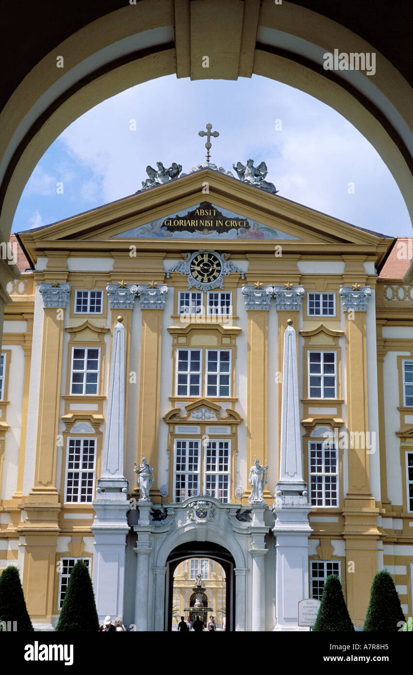 Österreich, Niederösterreich, Melk Abbey (Barock), Westfassade Stockfoto