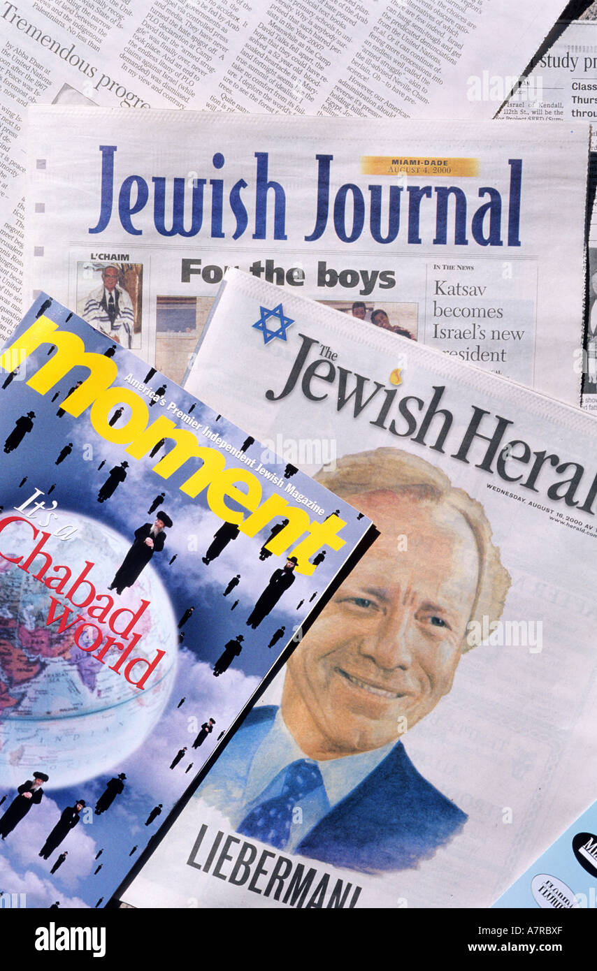 USA, Florida, Miami, Publikationen der jüdischen Gemeinde Stockfoto