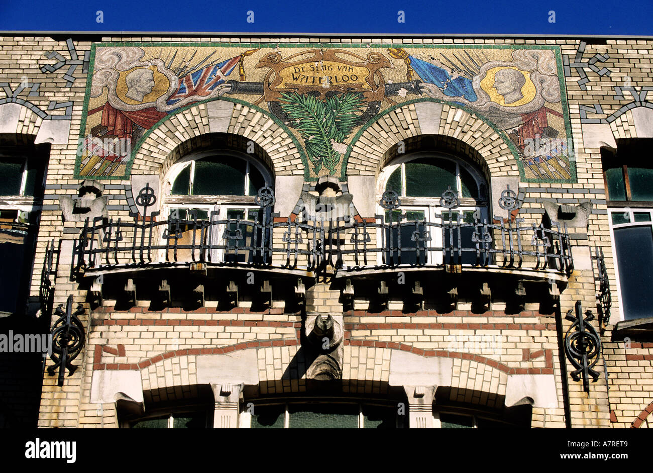 Belgien, Flandern, Antwerpen (Antwerpen), Zurenborg Bezirk, genannt die Schlacht von Waterloo Jugendstilhaus Stockfoto