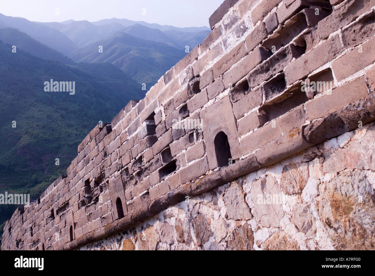 Asien China Simatai Detail von Mauerwerk der großen Mauer Stockfoto