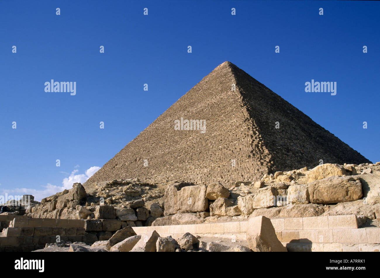 Blick auf die Große Pyramide von Gizeh, Kairo, Ägypten Stockfoto