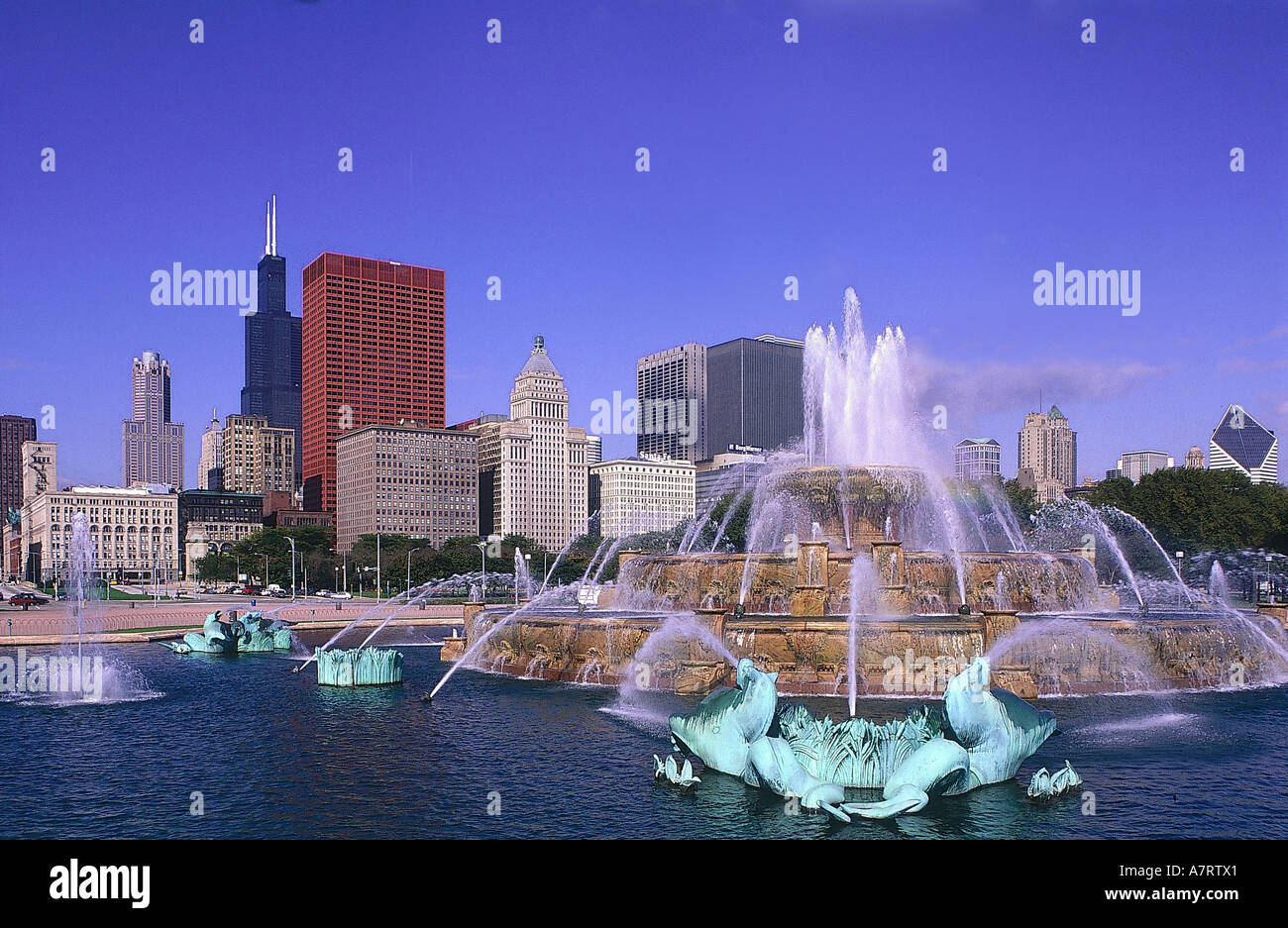 USA, Bundesstaat Illinois, Chicago Downtown, großer Springbrunnen Stockfoto