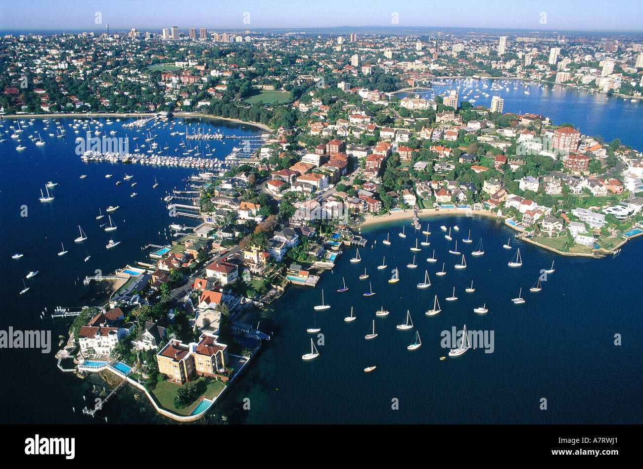 Australien, New South Wales, Sydney, Sydney bay, intelligente Ortsteil  Double Bay, genannt Double Zahlen (Luftbild Stockfotografie - Alamy