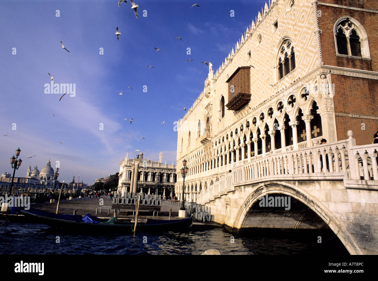 Kunstdruck-Fotografie-Piazza-San-Marco--Venedig-auf-Papier-Leinwand-mit-Rah