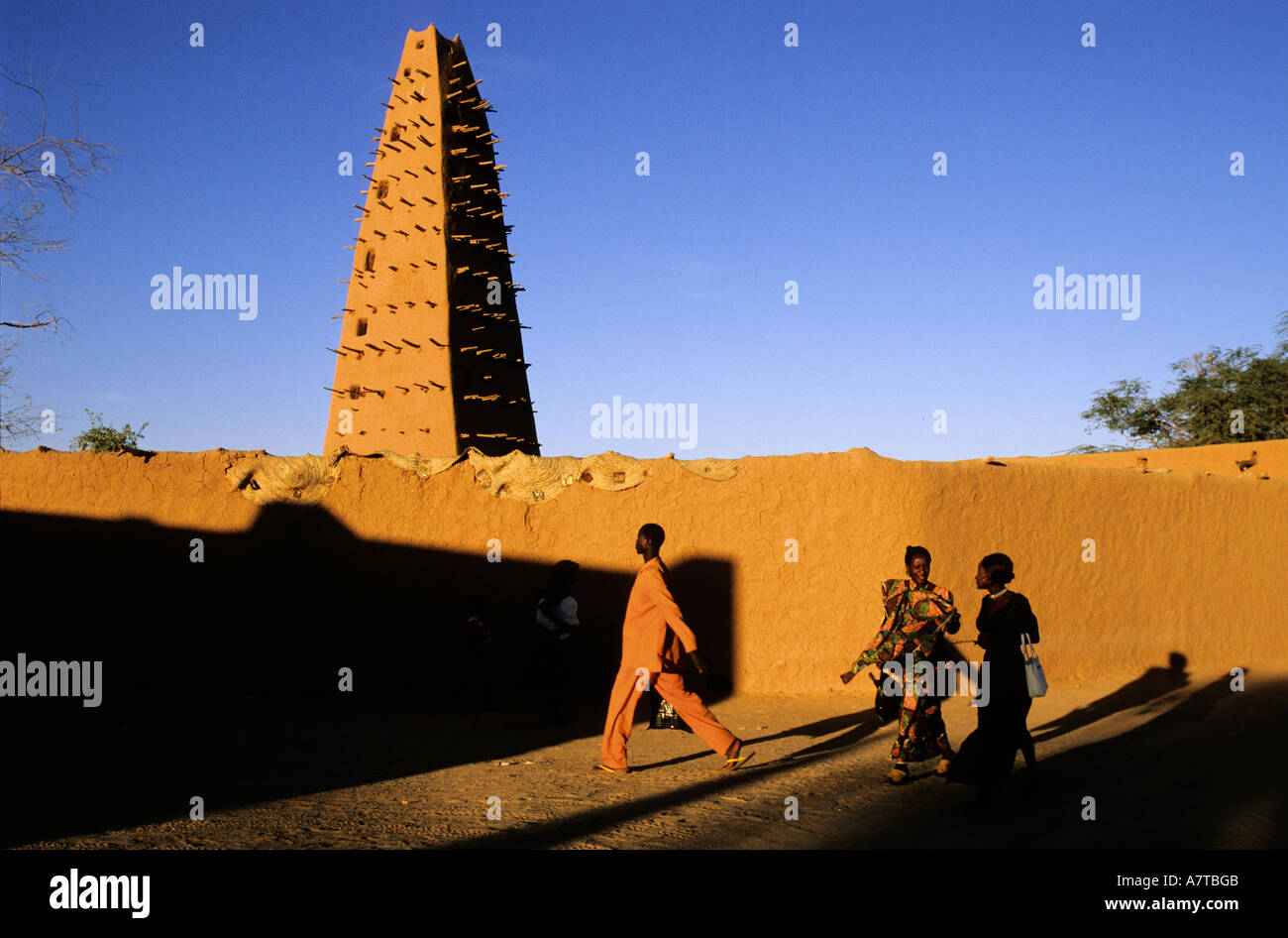 Niger, Agadez, die große Moschee-Minarett aus dem 16. Jahrhundert Stockfoto