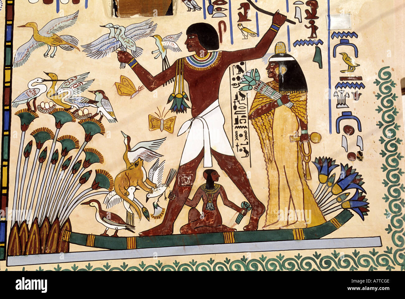 Ägypten, Nil Senke, Luxor Region, Wandmalerei in Gurnah Dorf