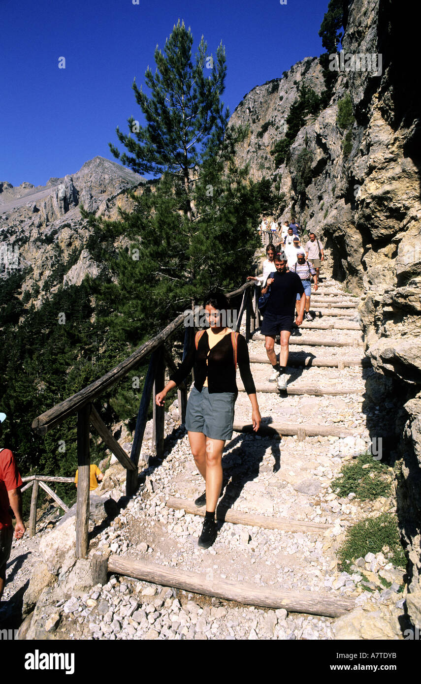 Griechenland, Kreta, Wandern in die Samaria Schlucht inmitten der weißen Berge massiv Stockfoto