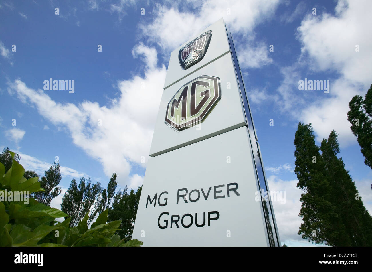 Die MG Rover Group s branding vor dem Hauptsitz in Longbridge Birmingham UK Stockfoto