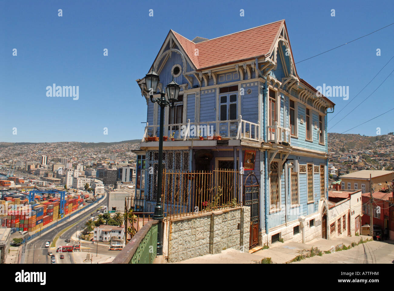 Cerros Cerro Artilleria Stadt Valparaiso Chile Stockfoto