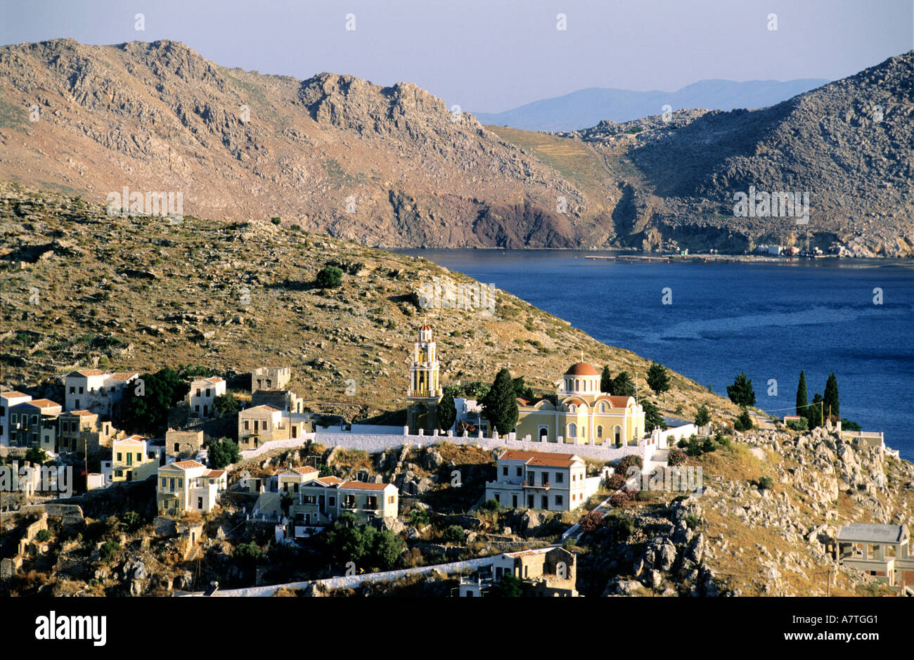 Griechenland, Dodekanes Insel Symi, Nos in der Umgebung von Hafen Gialos Stockfoto