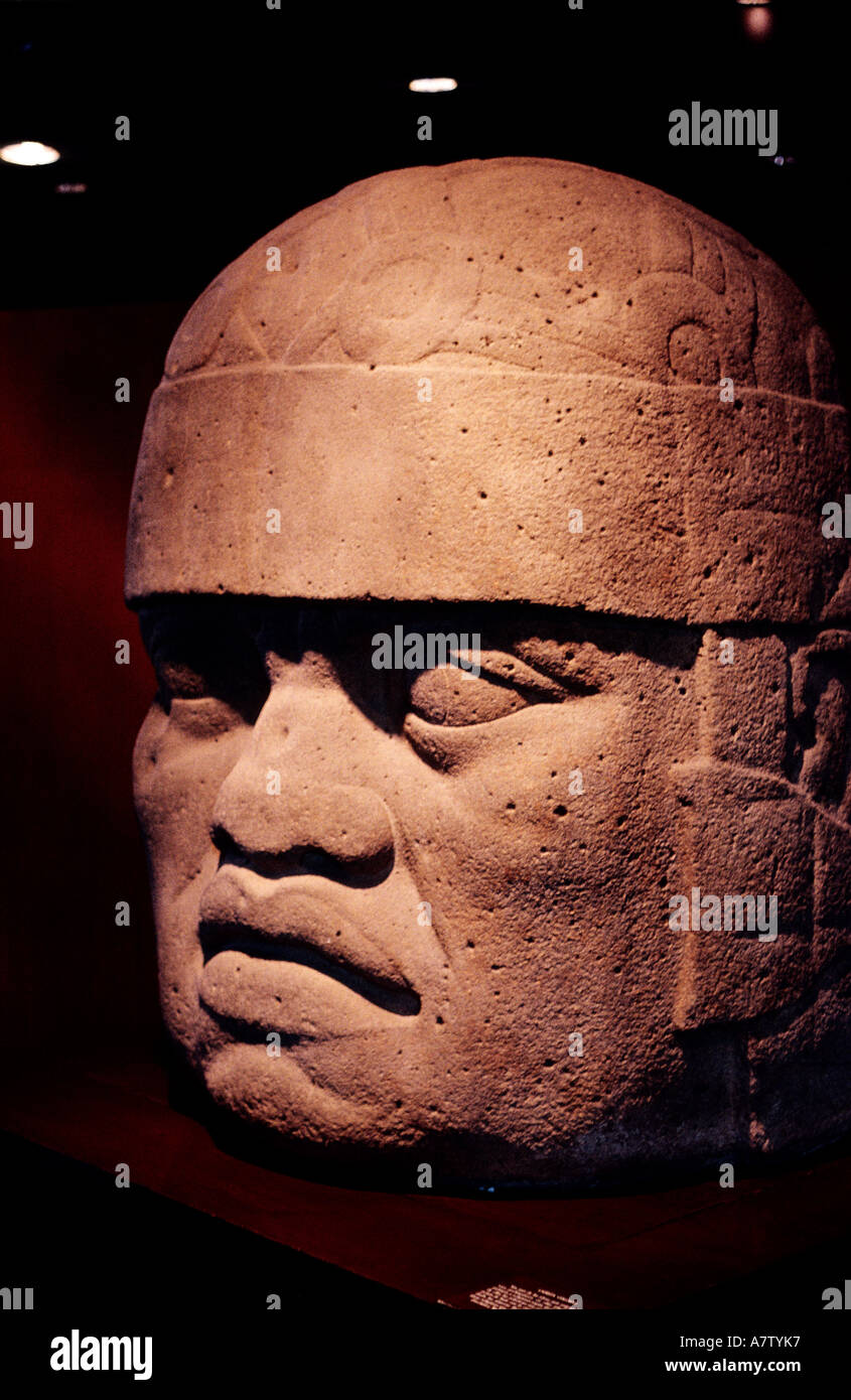 Mexiko, Federal District, Mexico City, Mexiko anthropologisches Museum, Olmeca Kopf Stockfoto