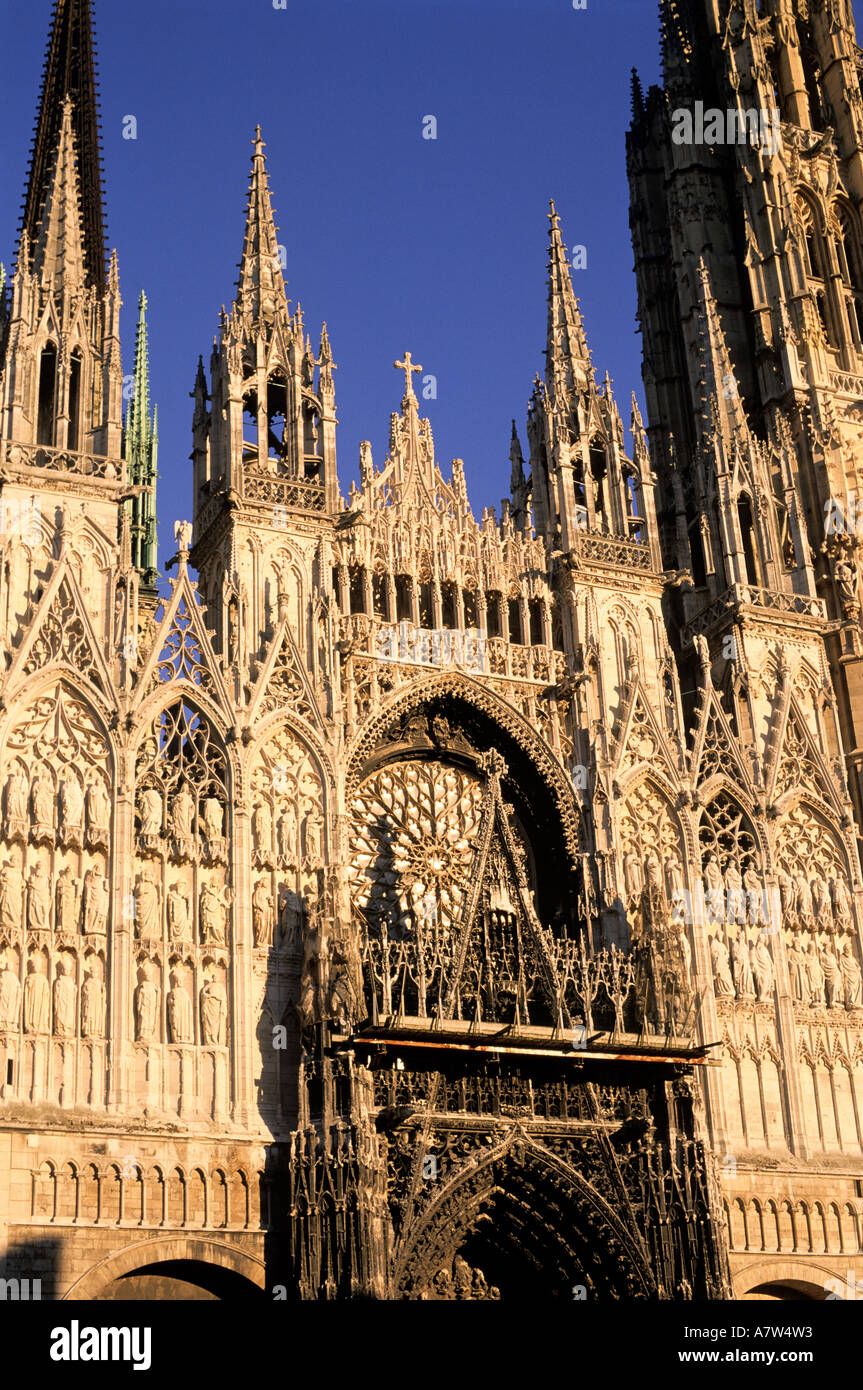 Frankreich, Seine Maritime, Rouen Kathedrale Fassade Stockfoto