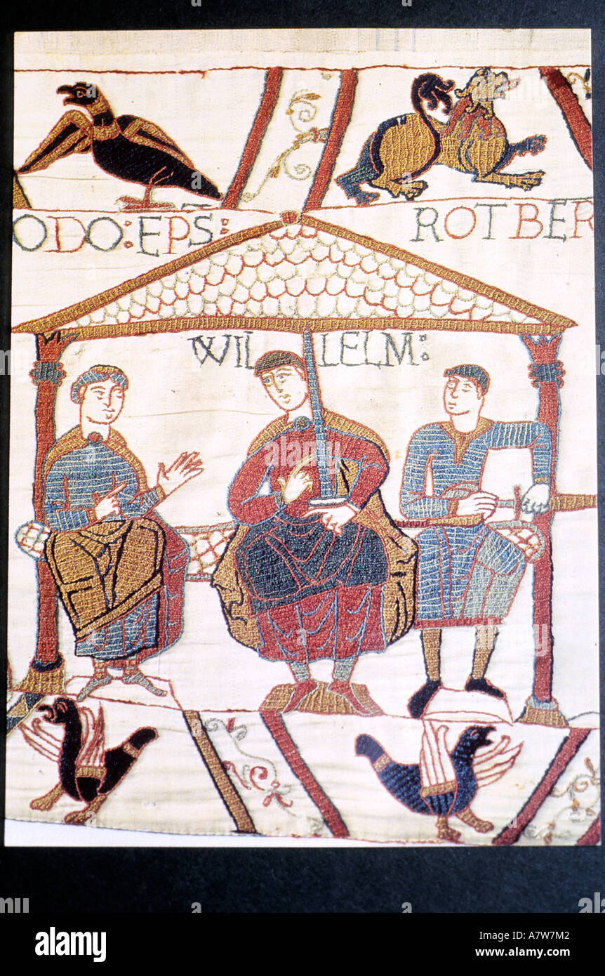 Frankreich, Calvados, Darstellung von Wilhelm dem Eroberer auf dem Teppich von Bayeux Stockfoto
