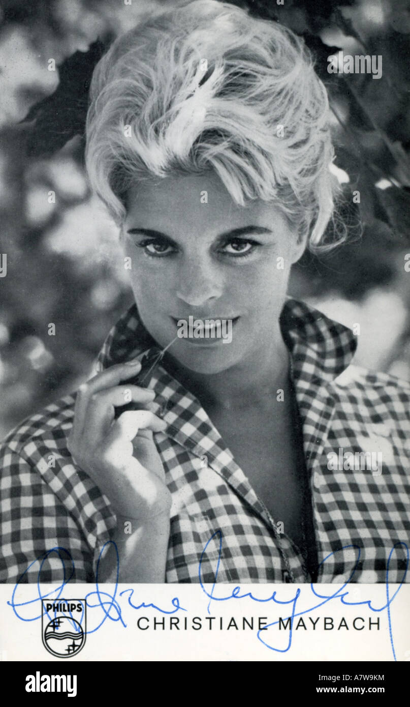 Maybach, Christiane, 14.3.1932 - 12.4.2006, deutsche Schauspielerin, Porträt, Autogrammkarte, ca. 1965, Stockfoto