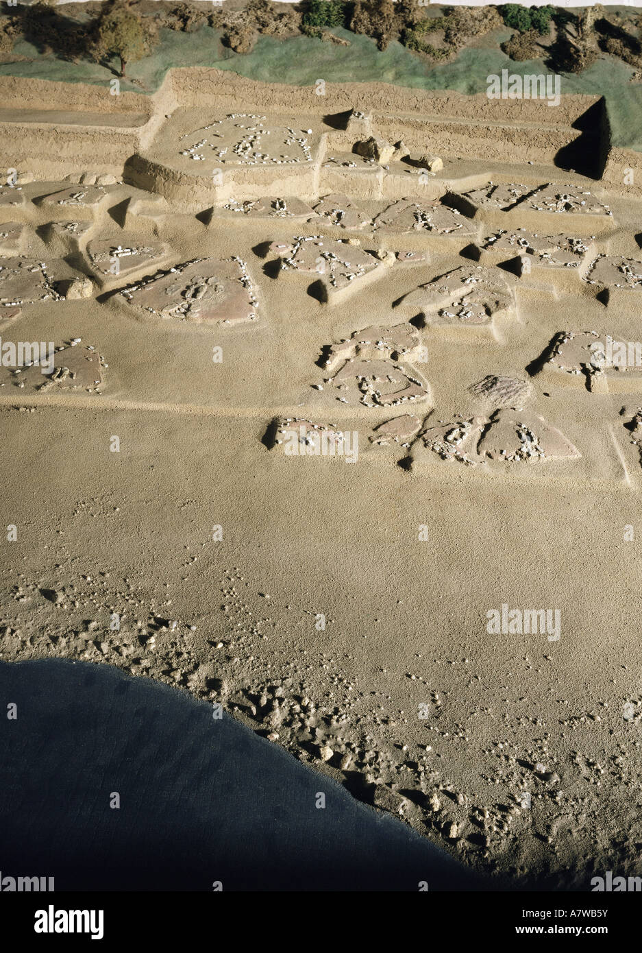 Eon/Vorgeschichte, Architektur/Gebäude/Siedlungen, Lepenski Vir, (Lepenski-Vir-Kultur), ca. 7000 v. Chr. - ca. 4800 v. Chr., Eisengatter Schlucht (Djerdap), Donau, Serbien, Miniatur, Detail, Ansicht, Nationalmuseum, Belgrad, Europa, prähistorische, primitive Zeiten, Frühgeschichte, Steinzeit, Altsteinzeit, Paläolithikum, historische, historische Jäger, Mitteljägerzeit, Jäsie, Mitteljungsteinzeit, Jäsie, Mitteljungsteinzeit, Jäsie, Mitteljungsteinzeit Sammler, Jäger und Sammler, Fischer, Fischer, Fischer, Gebäude, Siedlung, Balkanhalbinseln, Ufer, Ufer, Fluss, archäologische Stätte, Archäologie, Stockfoto