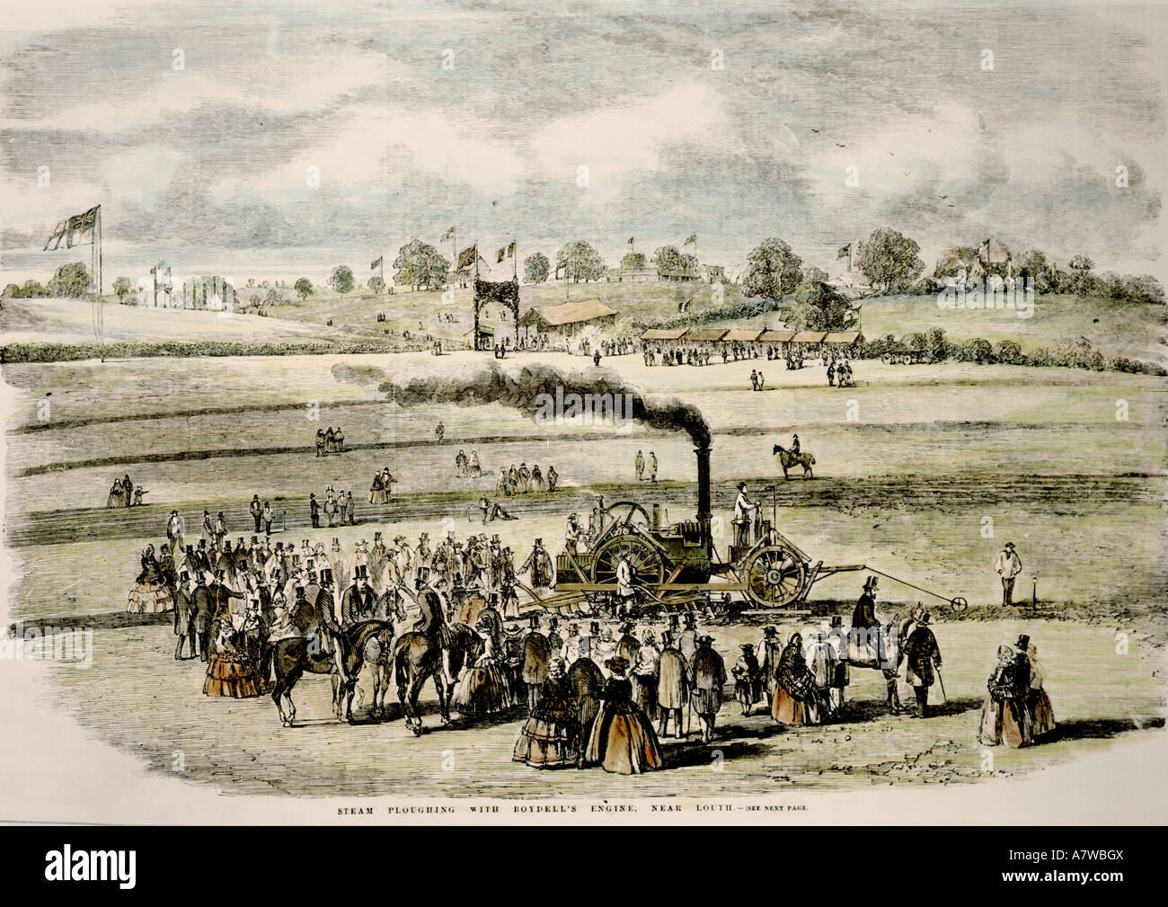 Landwirtschaft, Maschinen, Dampfpflug, Demonstration, Boydell bei Louth, ca. 1850, Stockfoto