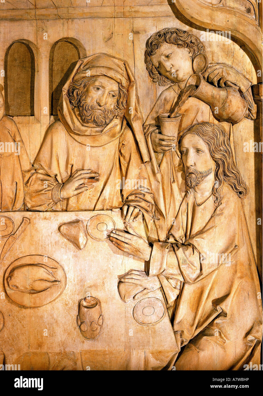 Bildende Kunst, Relief, von Tilman Riemenschneider, Holz, Würzburg, 1490 / 1492, Bayerisches Nationalmuseum, München, detail, Altar von M Stockfoto