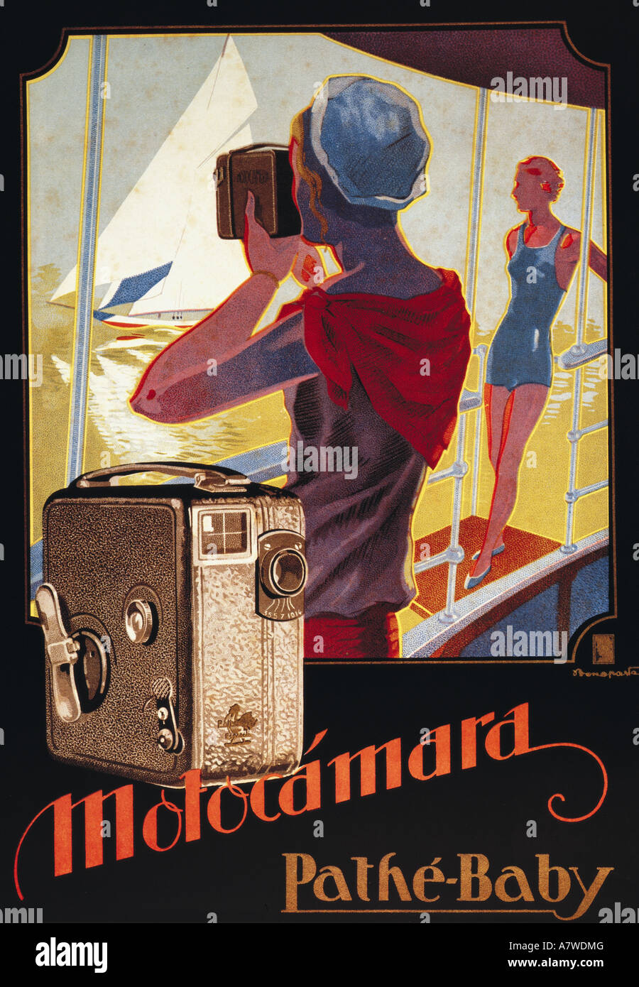 Werbung, Fotografie, Kameras, Pathe-Baby, Pathe Freres, Paris, Plakat, Kreidelithograph, Frankreich, 1920/1925, Stockfoto