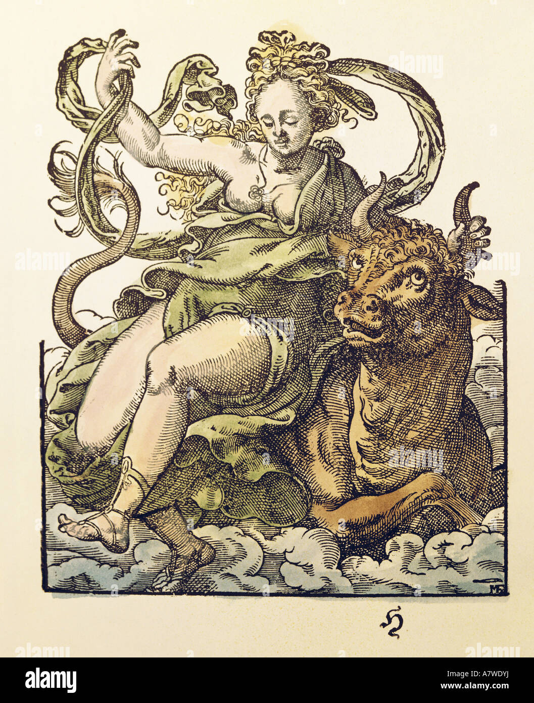 Religion, Antike, griechische Mythen, Europa und der Stier, farbiger