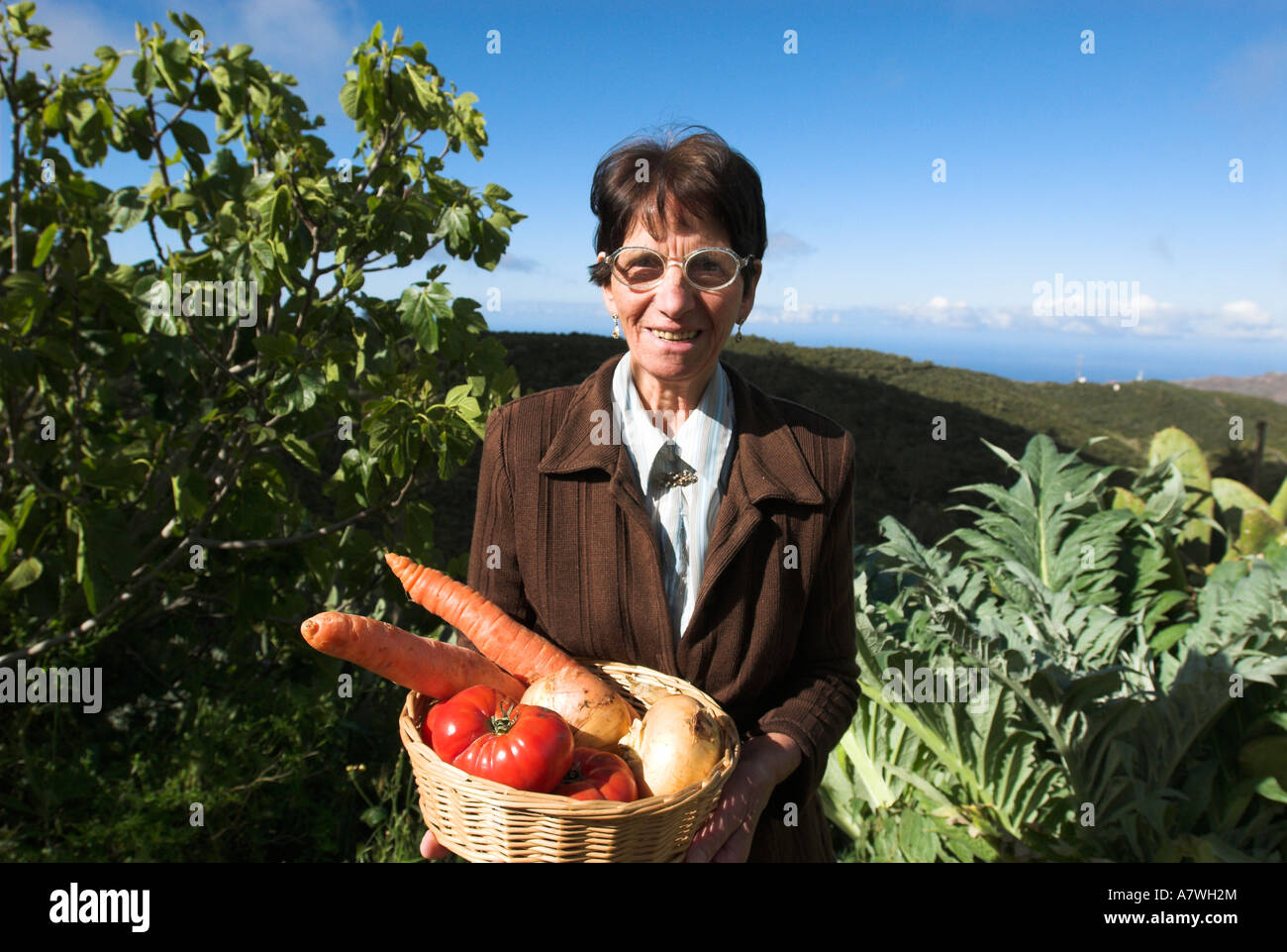 Gut bekannte Gastwirt und Kochen Dona Efigenia, Las Hayas, Insel La Gomera, Kanarische Inseln, Spanien, Europa Stockfoto