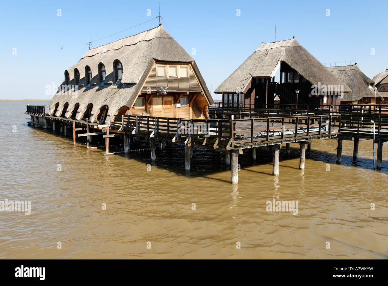 Ferienhaus gebaut im Neusiedler See, Fertoed, Ungarn Stockfoto