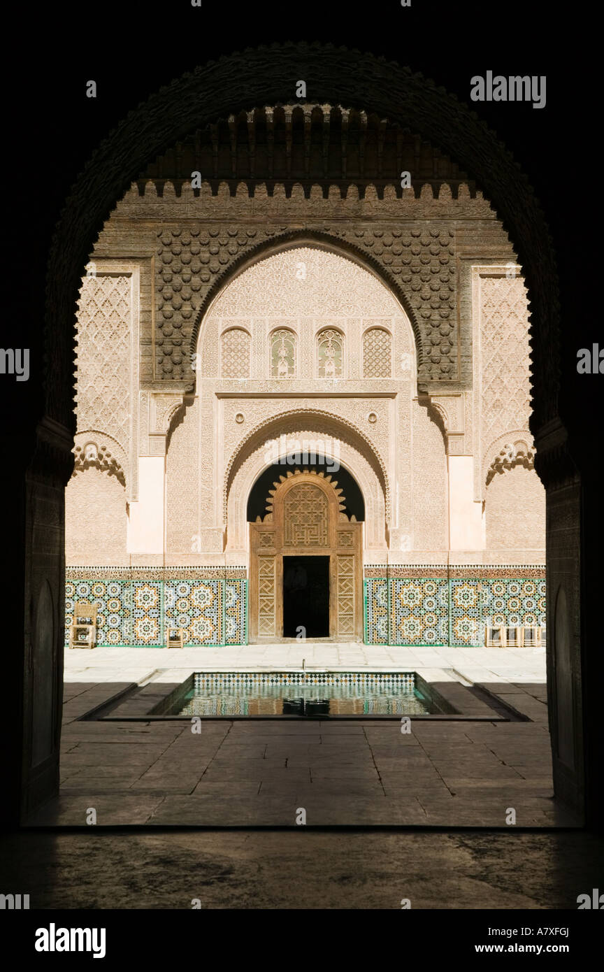 Marokko, Marrakesch: Ali Ben Youssef Madersa Theological College (b.1565) Hof Stockfoto