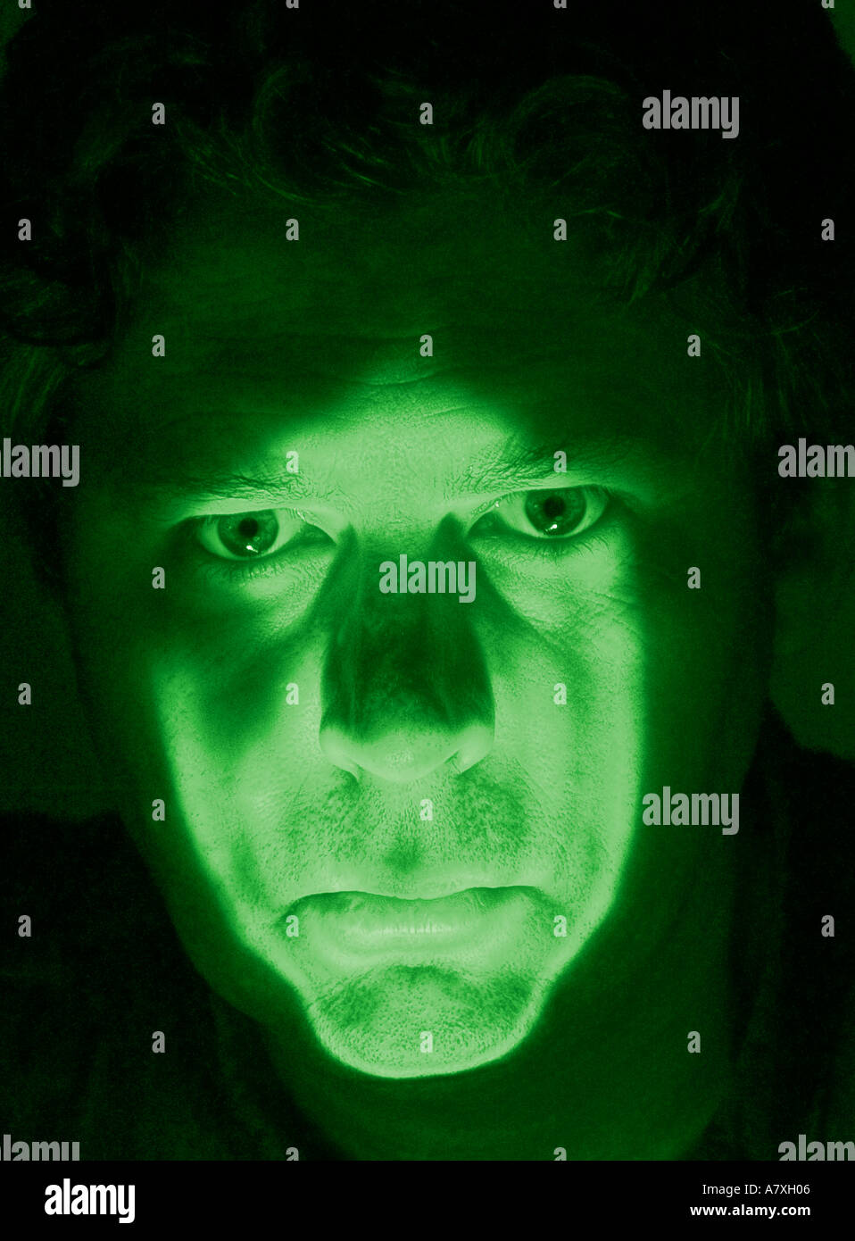 Halloween; launisch; beängstigend; dunkel; dramatische; Gesicht, Mensch Stockfoto