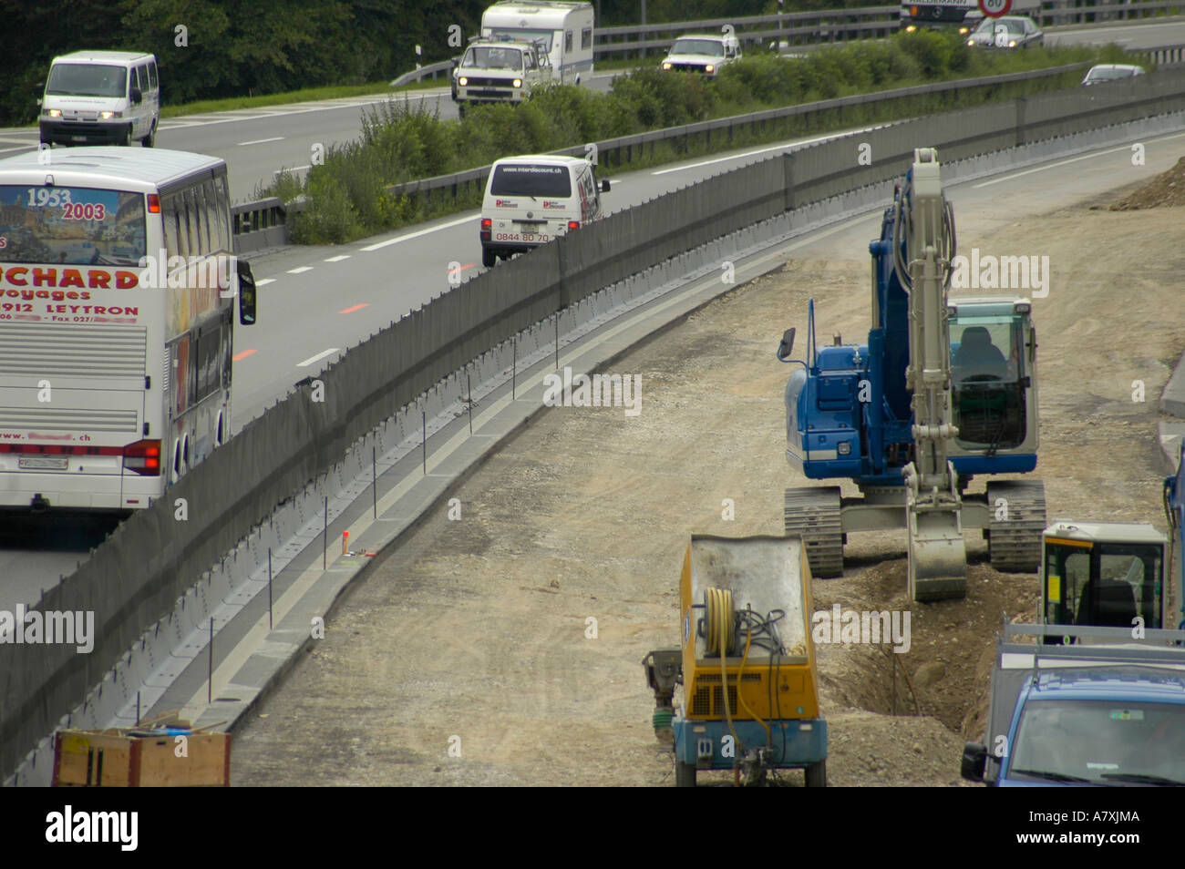 die Bauarbeiten an der Autobahn in der Schweiz.  (c) von Uli Nusko, ch-3012 bern Stockfoto