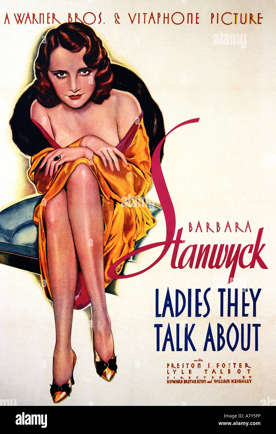 Damen sie TALK ABOUT Plakat 1933 Warner Film mit Barbara Stanwyck Stockfoto