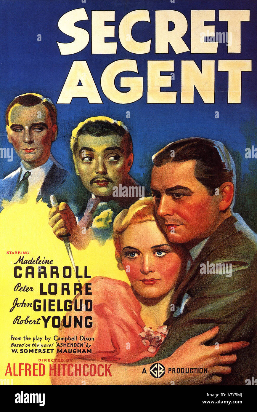 Geheimagent Plakat für 1936 film mit Peter Lorre und Madeleine Carroll Gaumont British Stockfoto