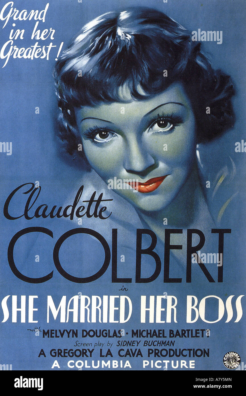 SHE heiratete HER BOSS Plakat für 1935 Columbia film mit Claudette Colbert Stockfoto