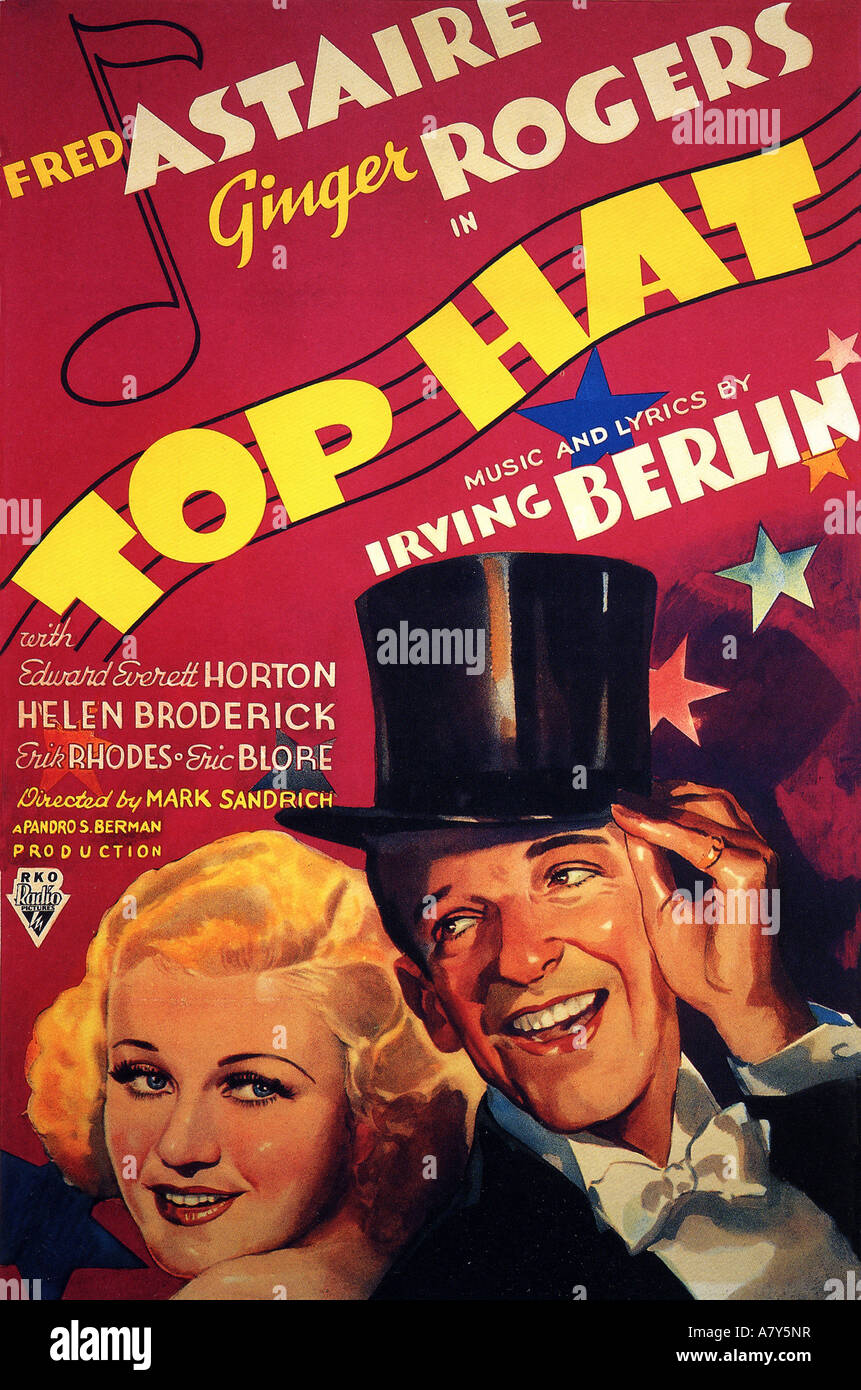 ZYLINDERHUT Plakat für 1935 RKO-Filmen mit Fred Astaire und Ginger Rogers Stockfoto
