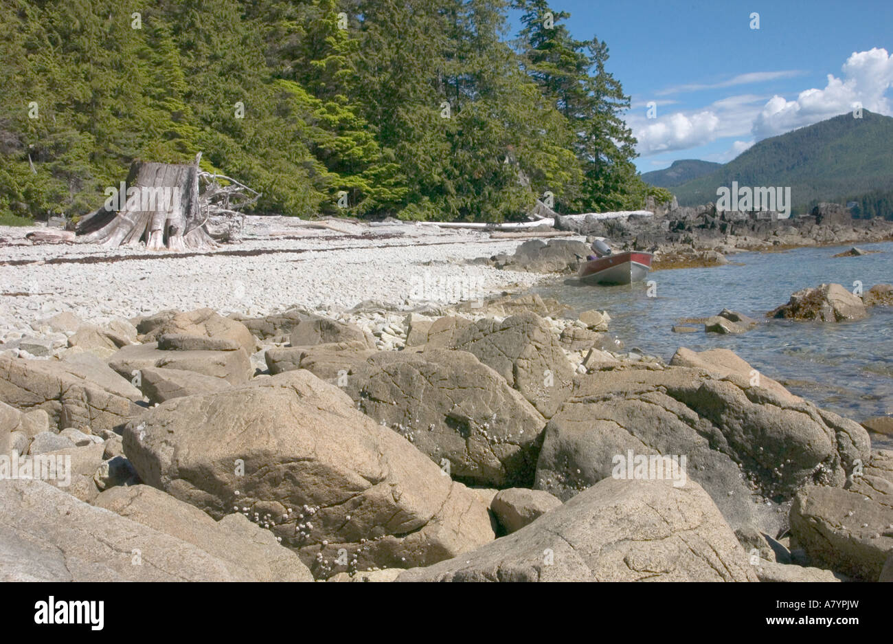 USA, Alaska, Ketchikan Bereich, typischen felsigen Strand. Stockfoto