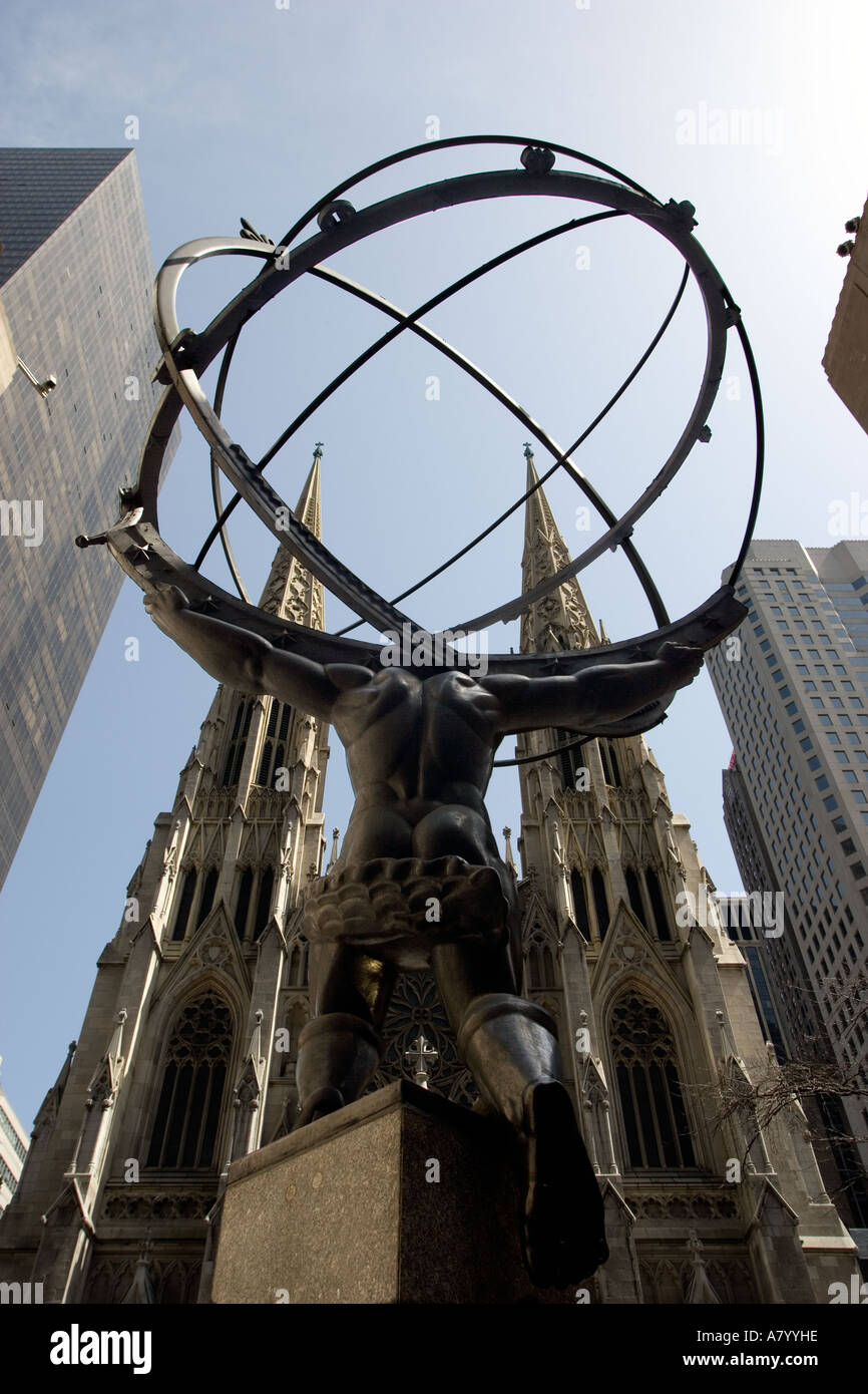 Atlas-Statue Rockefeller Center, 5th Avenue, New York City USA ...