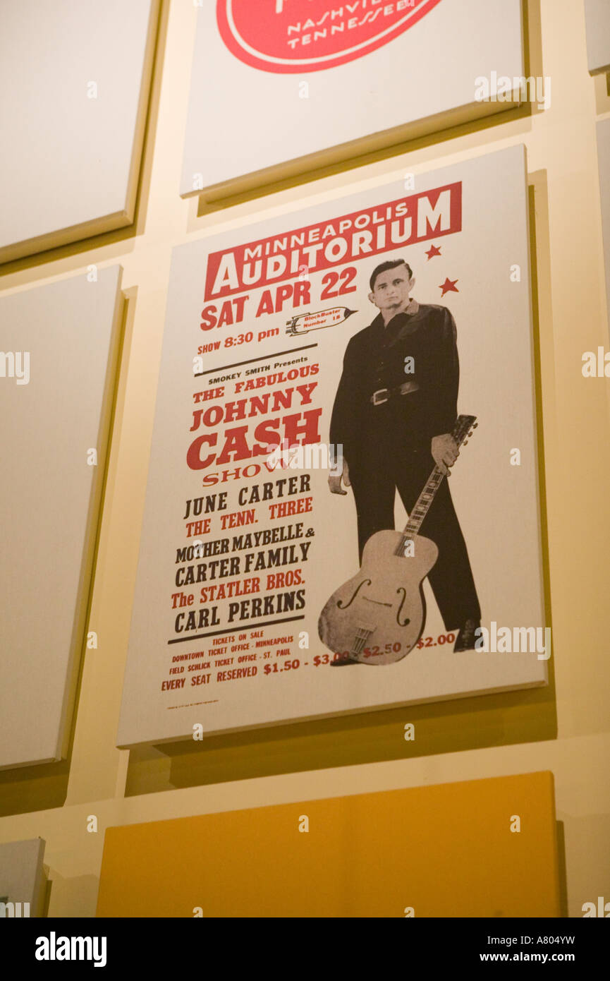 Nashville Tennessee, USA: Country Music Hall Of Fame, Luke Print Show, Country-Musik Poster von Johnny Cash Stockfoto