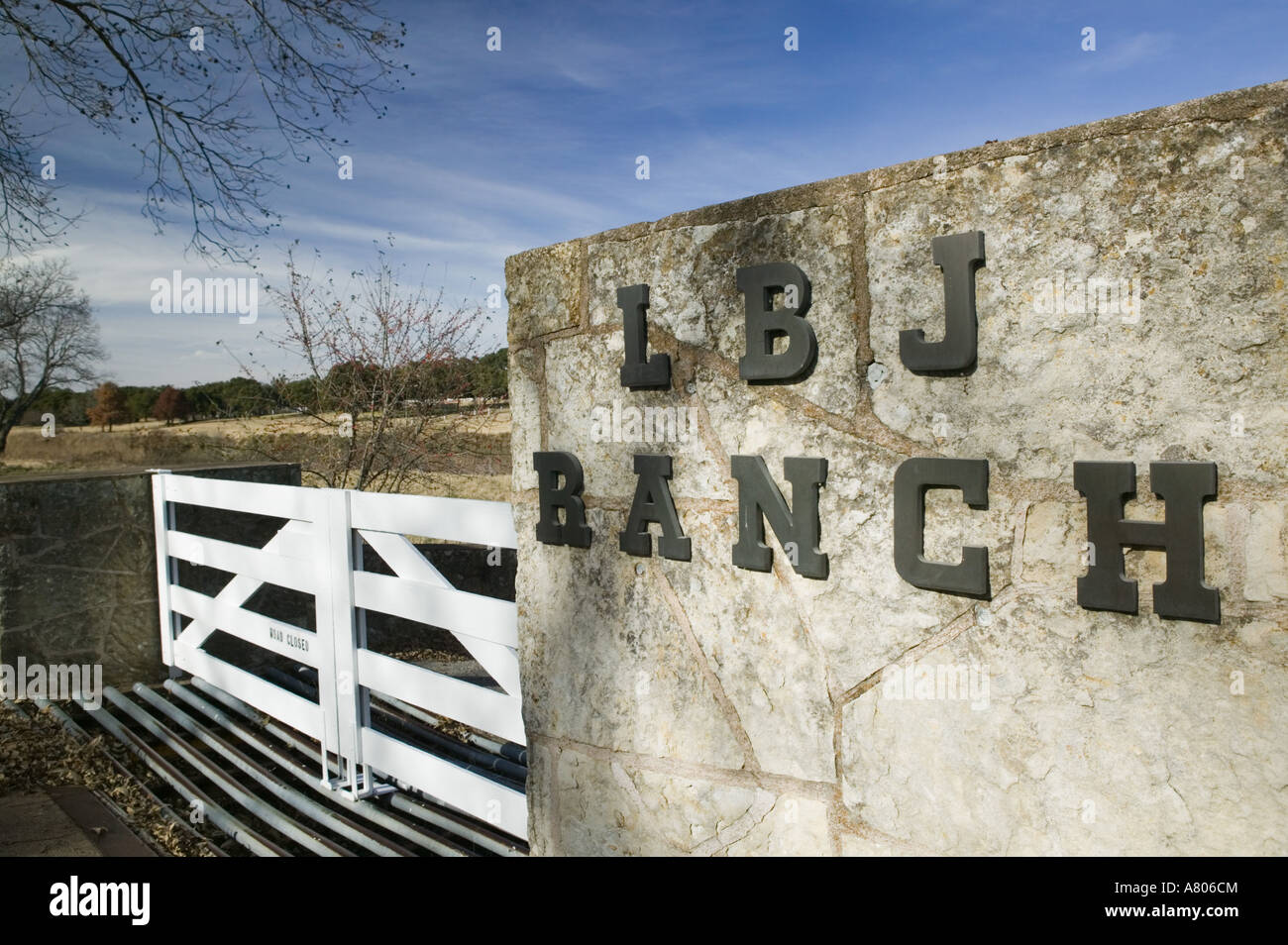 USA, TEXAS Hill Country, Johnson City: LBJ Ranch, ehemaliger Texas weißen Haus von Präsident Lyndon B. Johnson, Haupteingang Stockfoto