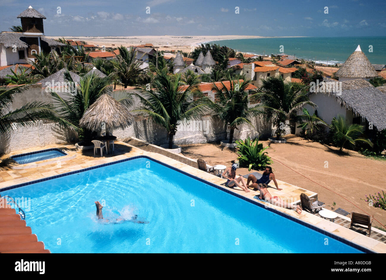 Brasilien, Bundesstaat Ceara, Canoa Quebrada, Pousada Vale Do Luar Hotel Stockfoto