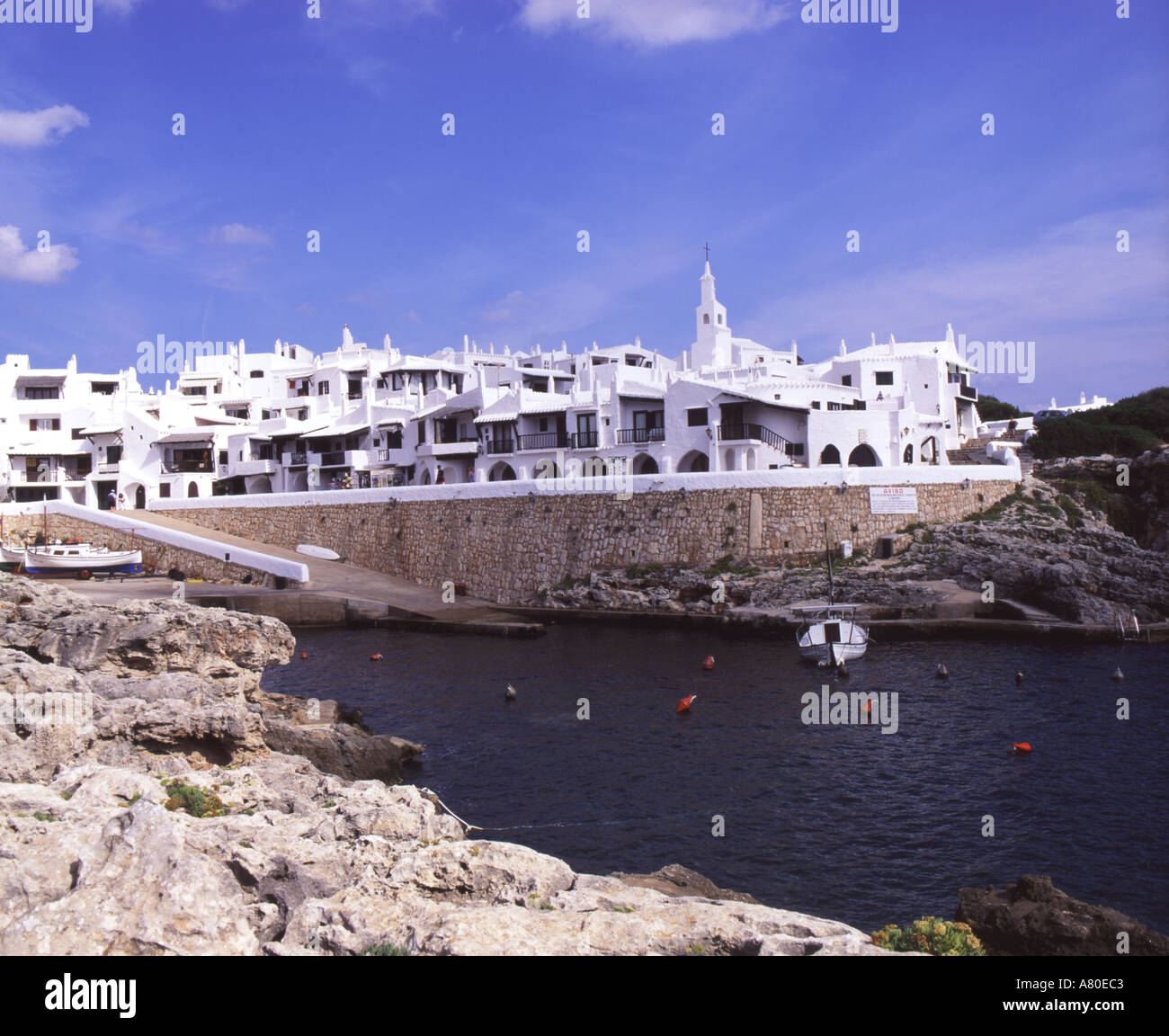 Binibecca Vell, Hafen, Hafen, Menorca, Minorca, Balearen, Spanien, E. U. Europäische Union, Europa. Stockfoto