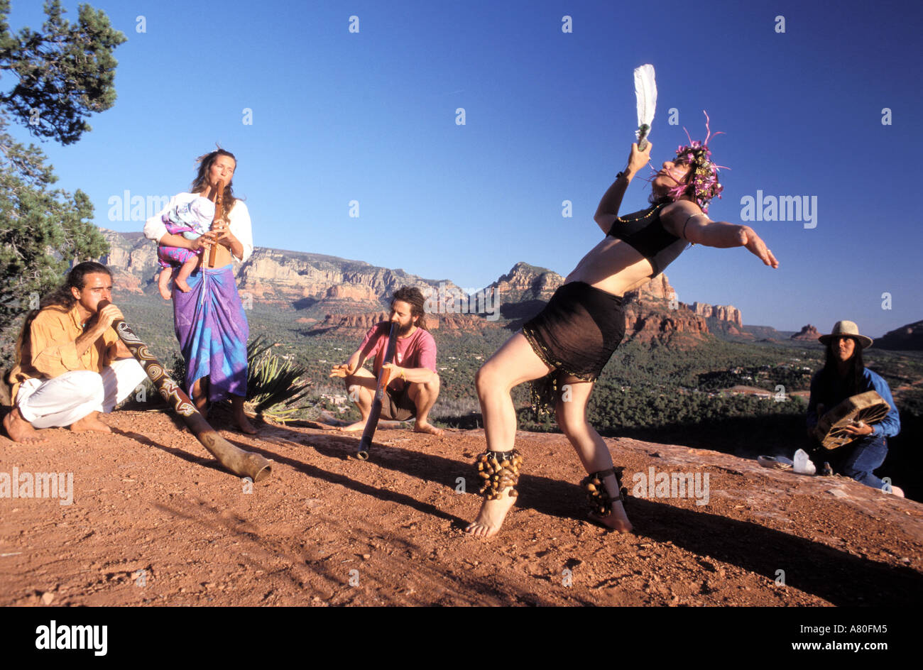 USA, Arizona, Sedona, New Age Hauptstadt, Shakti Tanz an der Flughafen-Mesa-Wirbel Stockfoto
