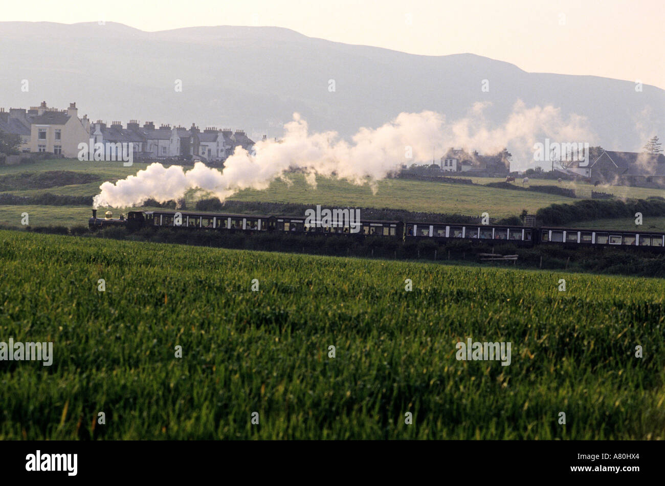 Großbritannien, Isle Of Man, Dampfzug Stockfoto