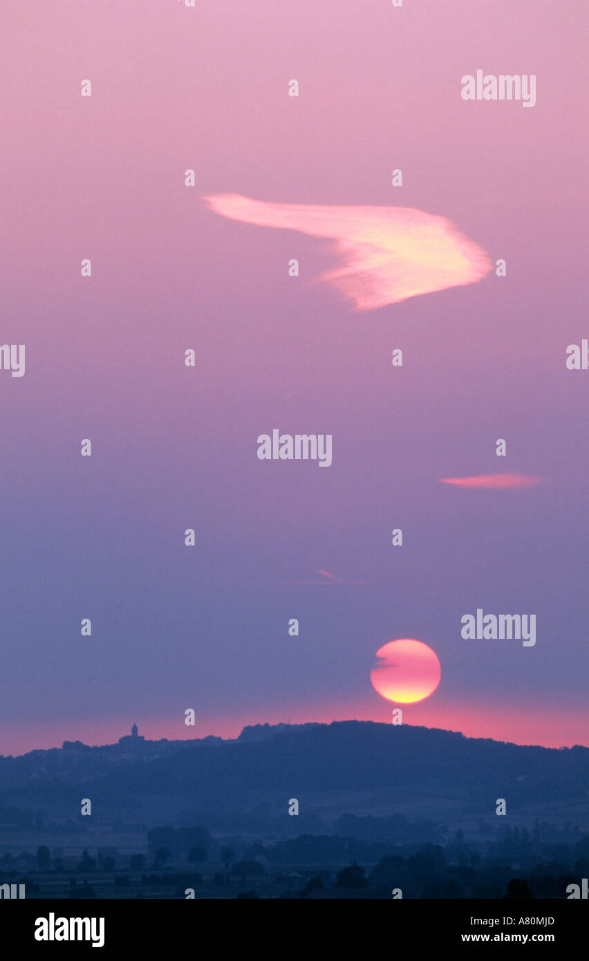 Frankreich, Nord, Flandern schlicht und Cassel montieren in den Sonnenuntergang Stockfoto