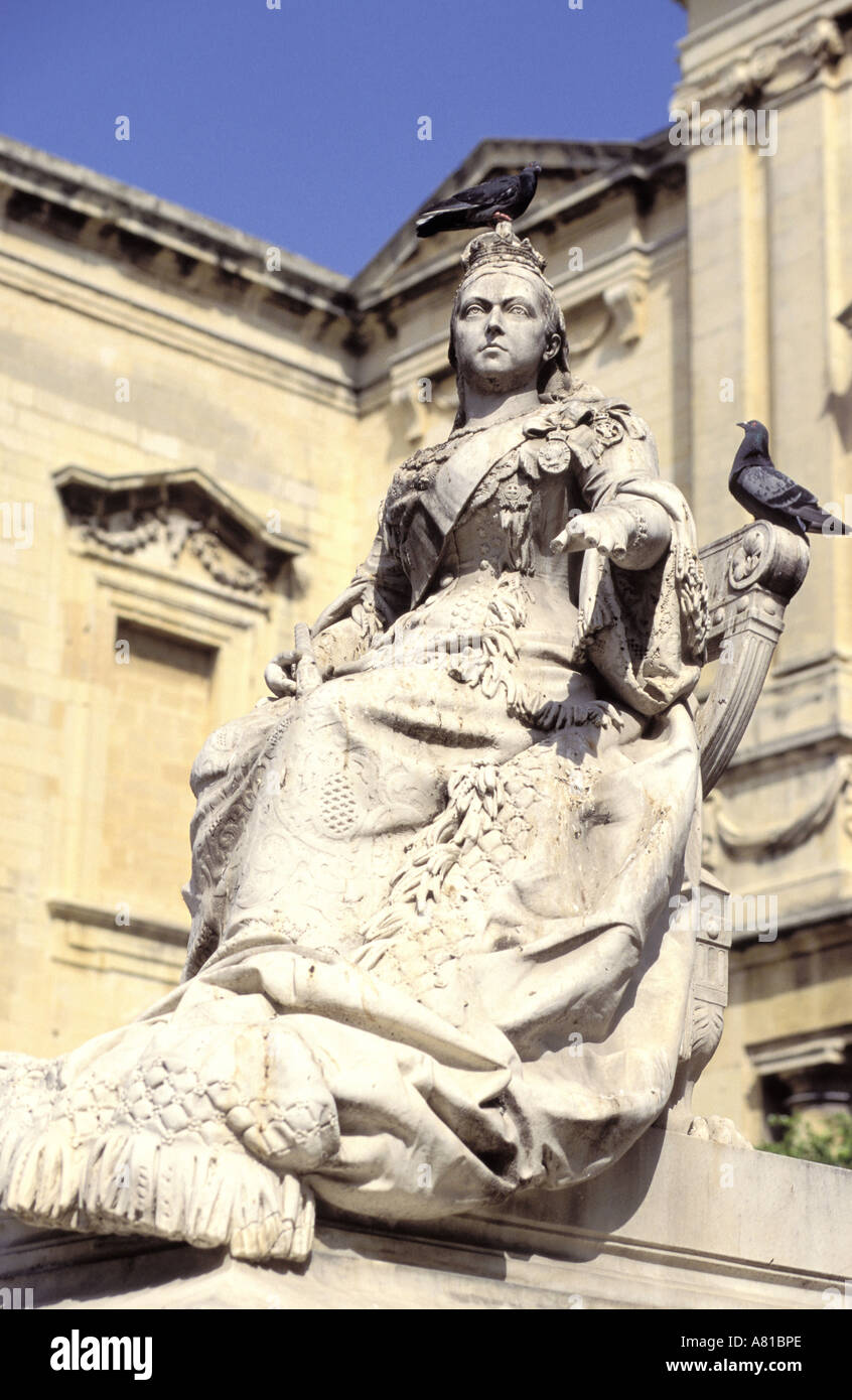 Malta, Valletta, Republik Platz, Statue der Königin Victoria Stockfoto