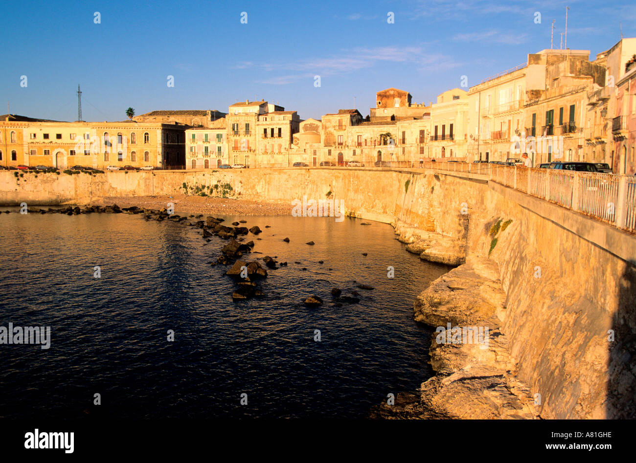 Italien, Sizilien, Befestigungen von Ortygie in Syrakus Stockfoto