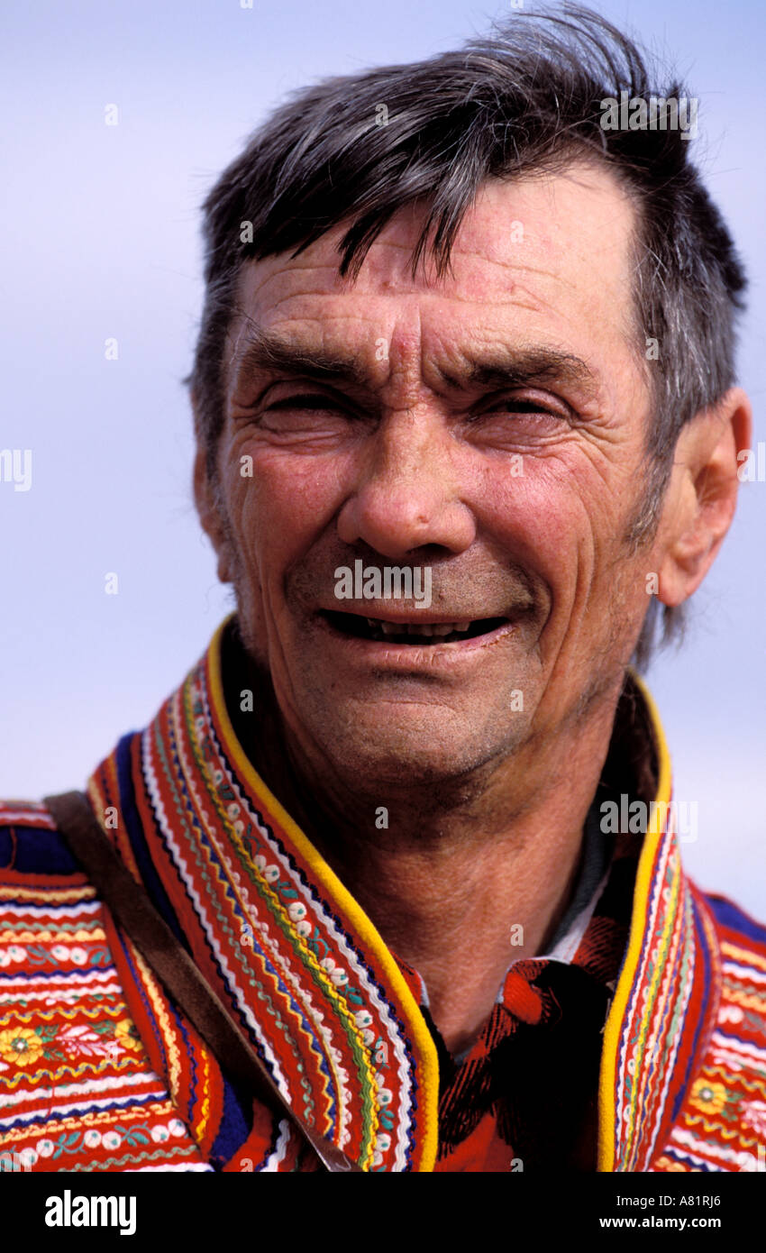 Finnland, Lappland Provinz, Porträt eines Mannes, lappländische Stockfoto