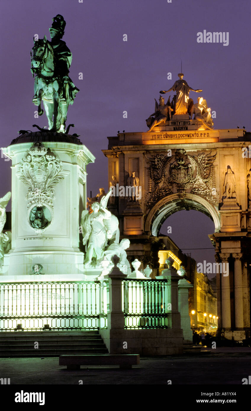 Portugal, Lissabon, Commerce quadratisch, Statue von König José 1 Stockfoto