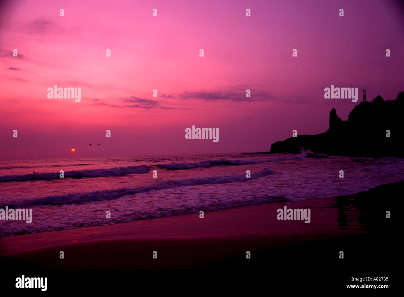 Sunset Beach Montañita Ecuador Südamerika Stockfoto