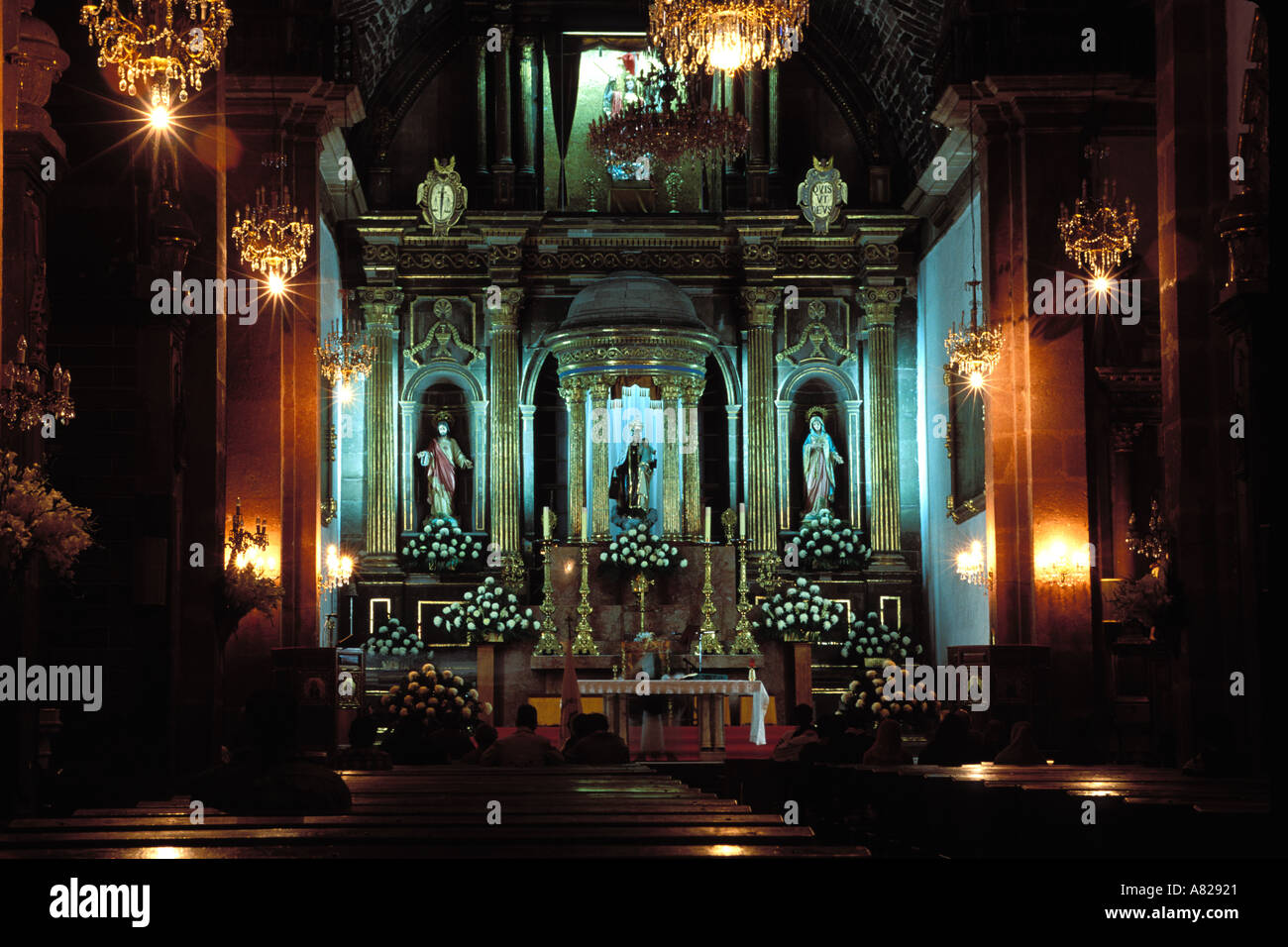 Mexiko, San Miguel de Allende, Interieur, La Parroquia Kirche Stockfoto