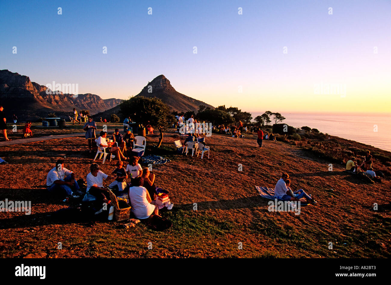 Südafrika, Western Cape, Volksrepublik Lieblings Ausflug, den Sonnenuntergang in Signal Hill Stockfoto