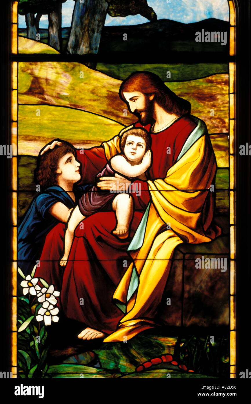 Kalifornien, San Francisco, Glasmalerei, Lutherische Kirche St. Matthews Stockfoto