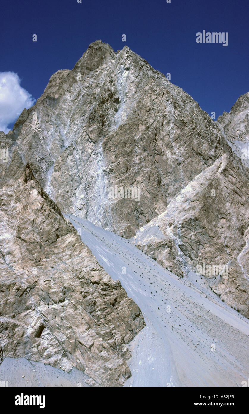 Pakistan Azad Kaschmir Sust Schutthalden und Pasu peak Stockfoto